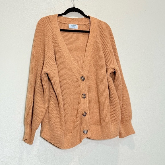 Old Navy Slouchy Rib-Knit Button-Front Cardigan Sweater with matching tank 3X - Picture 2 of 7